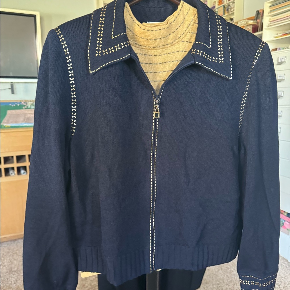 St. John Blue and Gold Jacket with tank top